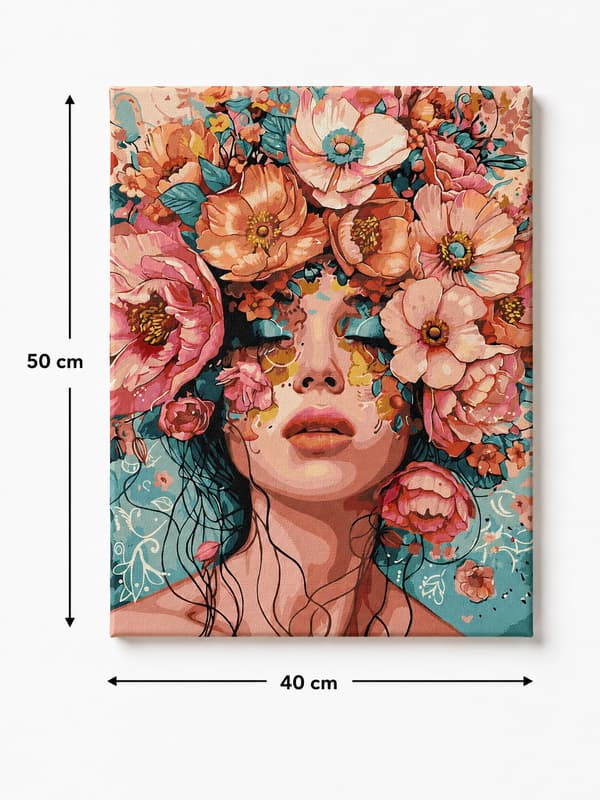 Målning med siffror med ram Blomsterviskning 40x50 cm