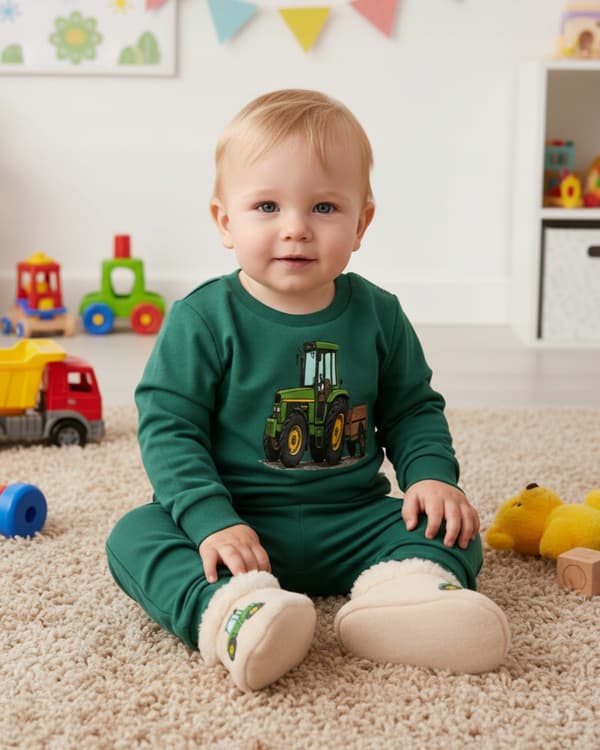 BARNPYJAMAS 86 för POJKAR 100 % bomull TRAKTOR tryck flaska