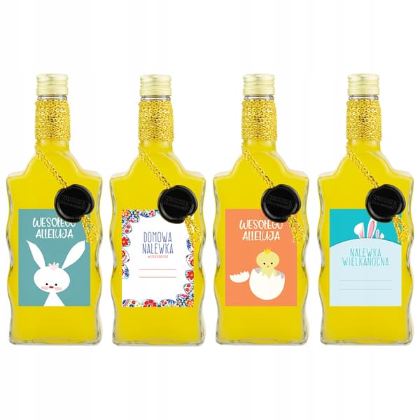 10x EASTER WAVE flasker 500ml dekoreret til likør, tinktur, juice, gave