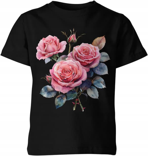 ROST-T-SHIRT MED BLOMMOR, ROSOR OCH VÄXTER, BARNMÖNSTER, BOMULL