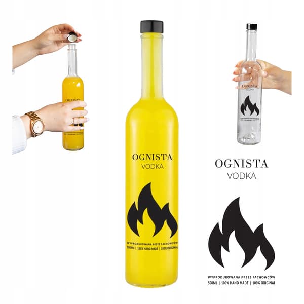 FUTURA 500ml FIRE VODKA-flaska för vodka BIMBER Glasflaskor Tryck