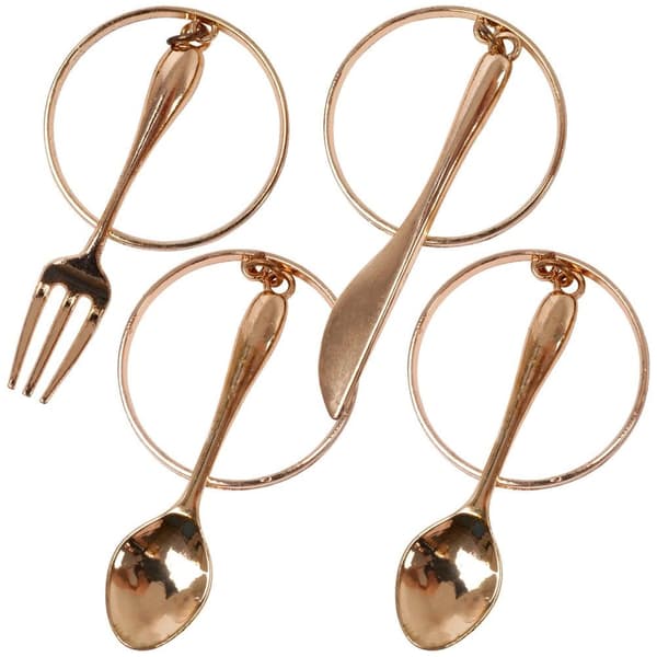 Servietringe metal guld bestik 4 cm 4 stk