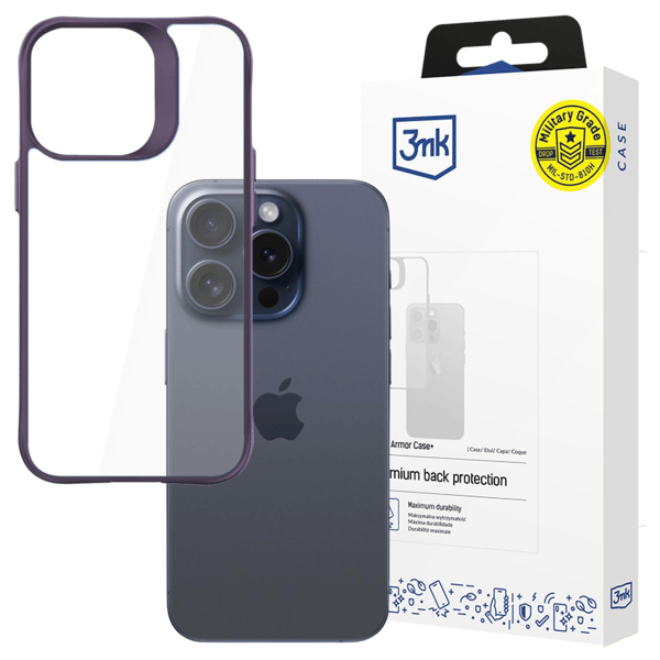 Apple iPhone 15 Pro Max - 3mk Satin Armor Cover+ Lilla