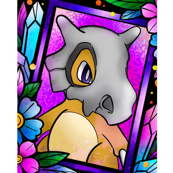 Pokémon Cubone målning med siffror och ram 40x50 cm