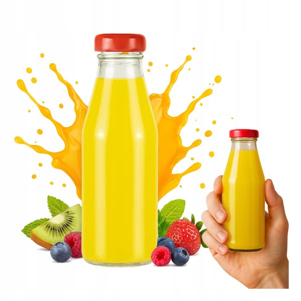 100x Juiceflaskor JUICE 200 ml GLASFLASKOR för juice med skruvkork 0,2 l