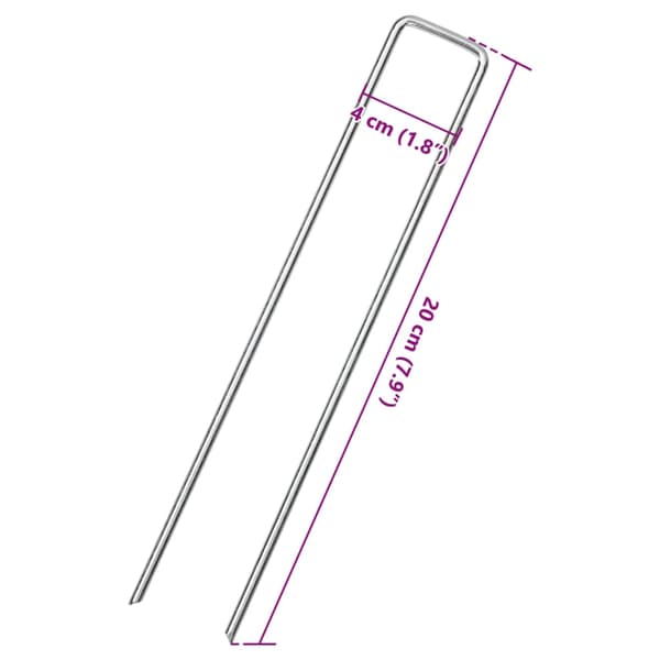 vidaXL U-formade markpinnar, 50 st, 20x4 cm, stål