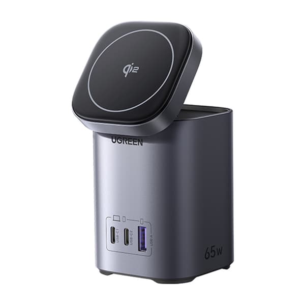 2-in-1-seinälaturi UGREEN X555 USB + 2x USB-C, 65W, GaN