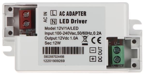 HAKKURIVIRTALÄHDE 12V/1A/LED
