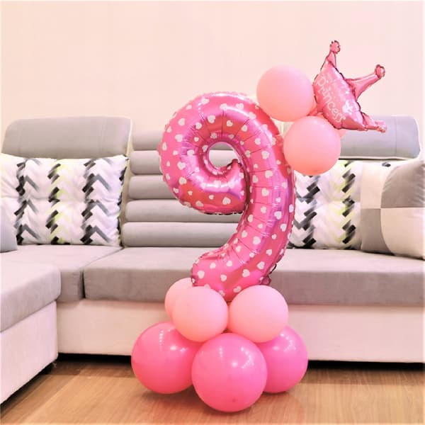 Set med rosa ballonger nummer 9, 1 set