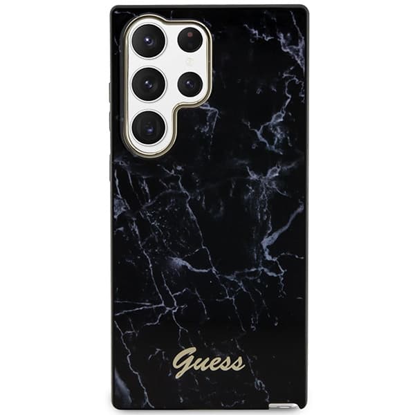 Guess GUHCS23LPCUMAK S23 Ultra S918 sort/sort hårdt etui marmor