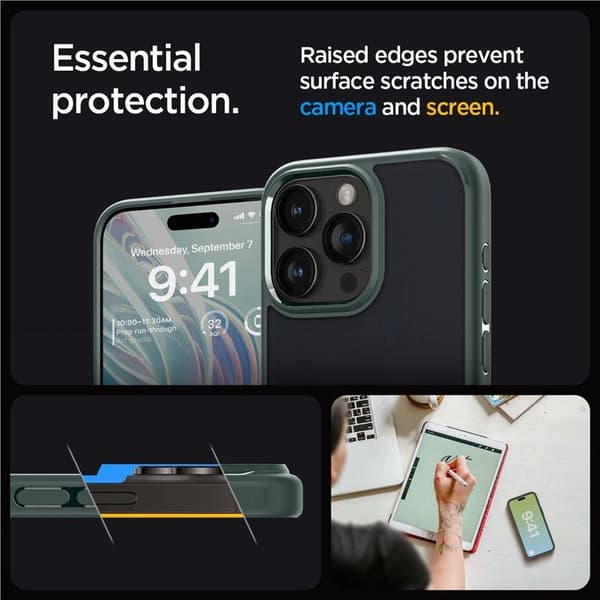 Spigen Ultra Hybrid-cover til iPhone 15 Pro Max - Mørkegrøn