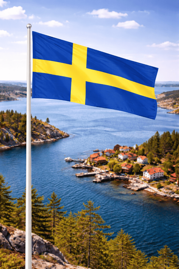 Tryck 150X90 Sverige + 3 öglor