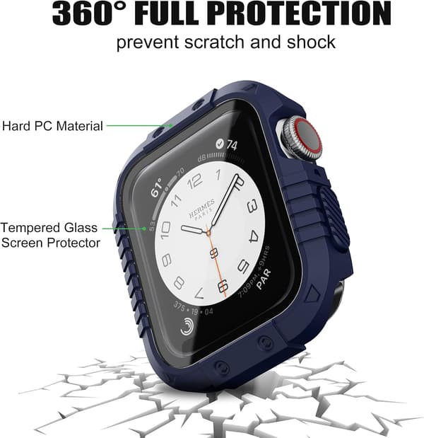 ETUI TIL APPLE WATCH 4/5/6/SE 44MM FORSTÆRKET ETUI MARINEBLÅ