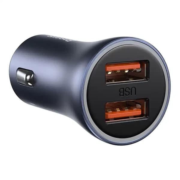 Baseus Golden Contactor Pro biloplader, 2x USB, 40W (grå) + USB til USB-C kabel 1m (sort)