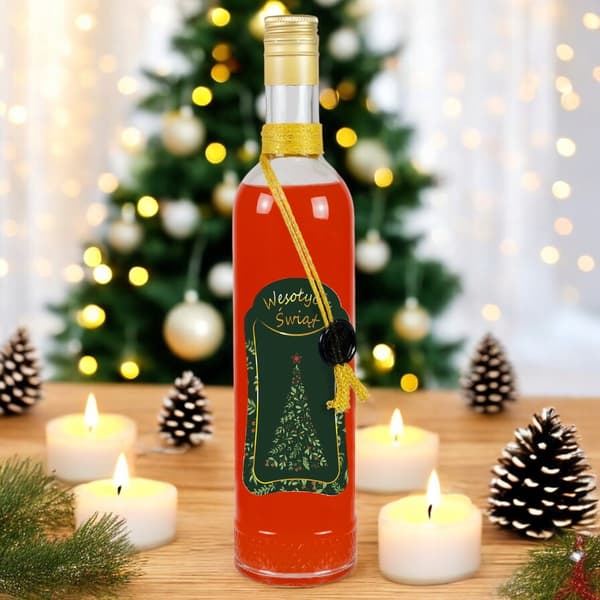 JULKRISTALL 500ml PREMIUMDEKORERAD flaska för vodka presenttinktur