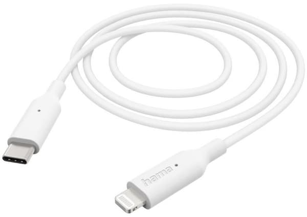 Hama opladnings- og datakabel USB-C til Lightning 1 m hvid