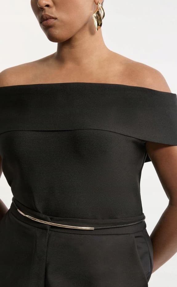 KAREN MILLEN SORT V-HALS BLUSE XL B1C