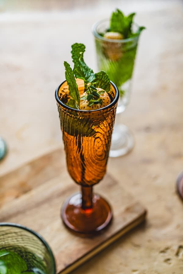 CHAMPAGNEGLAS, TRÆSKIVEMØNSTER, ARBRE BRUN DESIGN