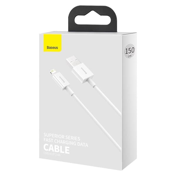 Baseus Superior -sarjan USB-Lightning-kaapeli, 2.4A, 1.5m (valkoinen)