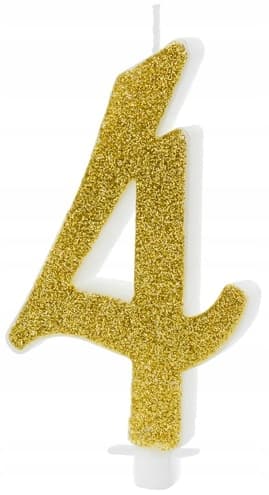 Fødselsdagslys nummer 4, guld, 10 cm, 1 stk.