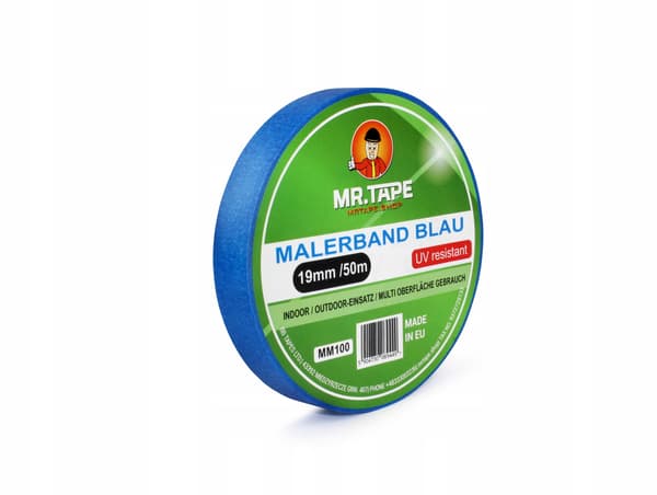 BLÅ MÅLNINGSTEJP 19mm / 50m MR.TAPE PAPPERSMASKERINGSTEJP UV 30