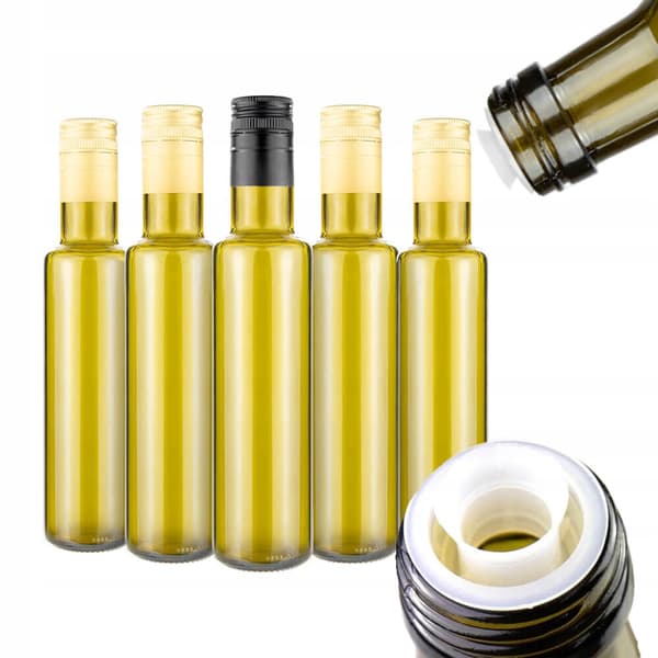 50x DORICA OLIVE 250ml flaskor med dispenser, mörkt glas