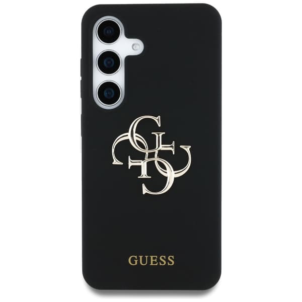 Guess Silikon Stor 4G-Logotyp Undertext Samsung Galaxy S25 Svart