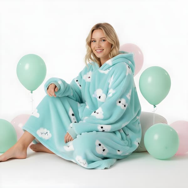Meget blød Lazy Morgenkåbe Tæppe Sweatshirt Blå Sky 100 cm