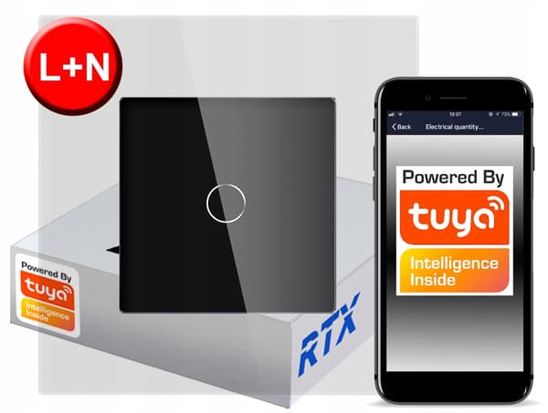 Touch-afbryder 1 kredsløb ZigBee TUYA RTX SH# L+N