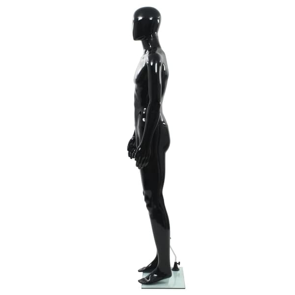 vidaXL herremannequin med glasbase blank sort 185 cm