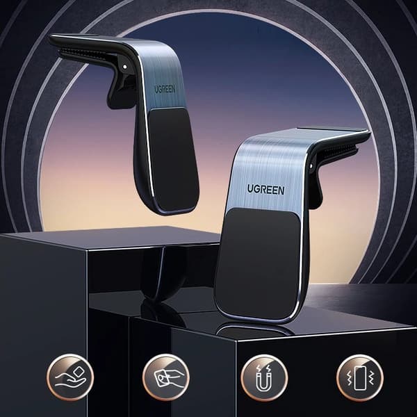Ugreen magnetisk holder til luftventilation i bilen, sølv (LP290)