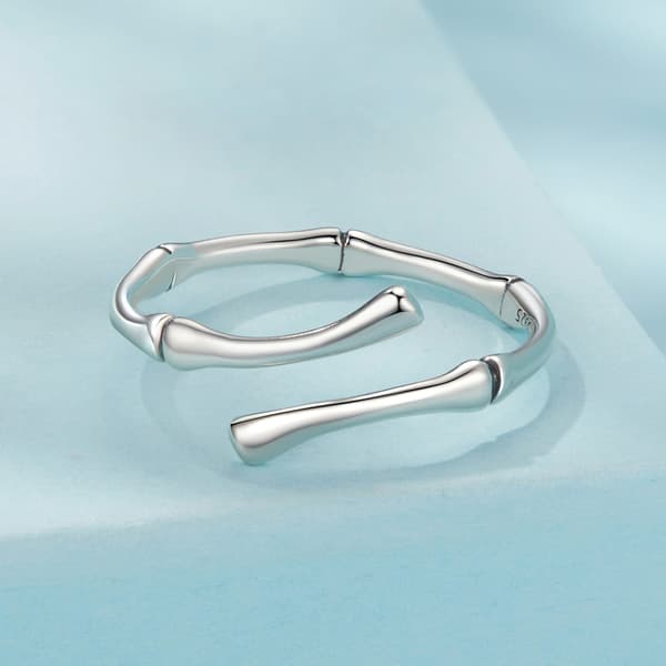 Universal silverring i bambu, 925 silver
