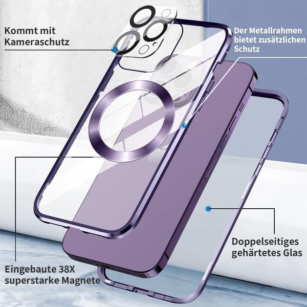 SKYDDSFÖRSKYLDNING TILL APPLE IPHONE 14 PRO MAX LILA RAM GLASKAMERA