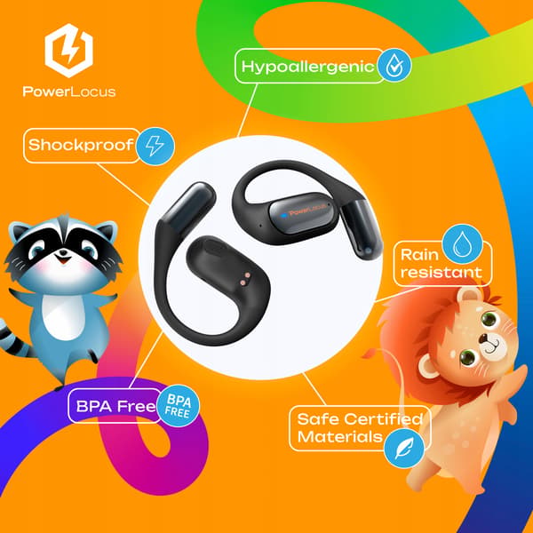 PowerLocus Open Ear Bluetooth trådløse hovedtelefoner til børn Mkids1