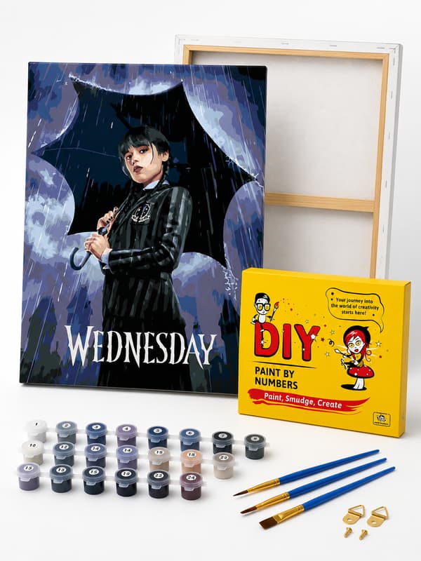 Målning med siffror med ram Wednesday Addams 40x50 cm