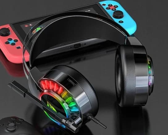On-Ear-spelhörlurar med mikrofon RGB USB