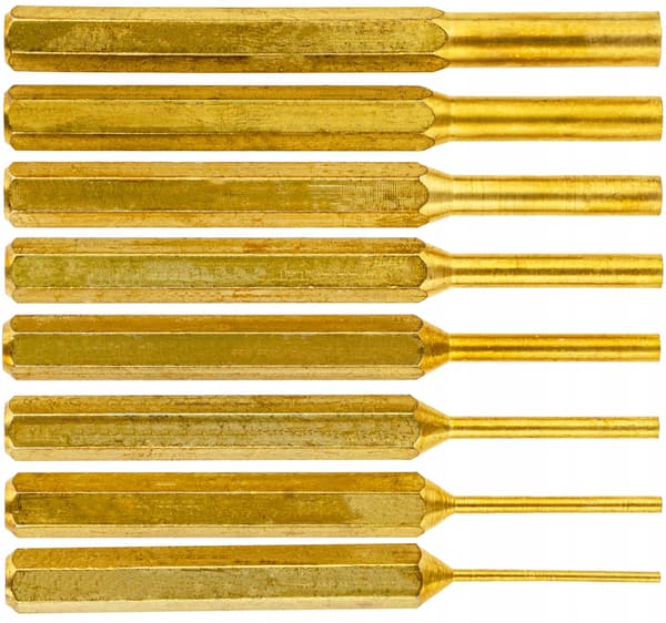 PARALLELLE PUNCHESÆT CENTERPUNCHES HAMMER 8 DELE 1.5-7.8MM MESSING