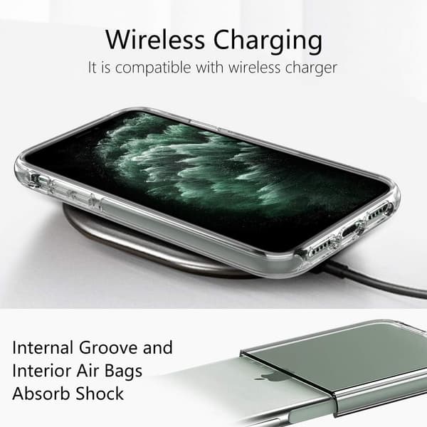 ETUI TIL APPLE IPHONE 11 PRO MAX SILIKONE KLAR + GRØNNE SIDER A2161