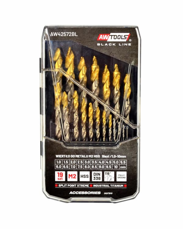 AWTOOLS METALBOR M2 HSS-TIN SÆT 19 DELE 1,5-10MM SORT LINJE