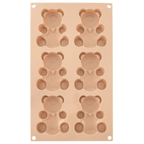 Muffinform silikone beige bjørne 30x17,5x2 cm