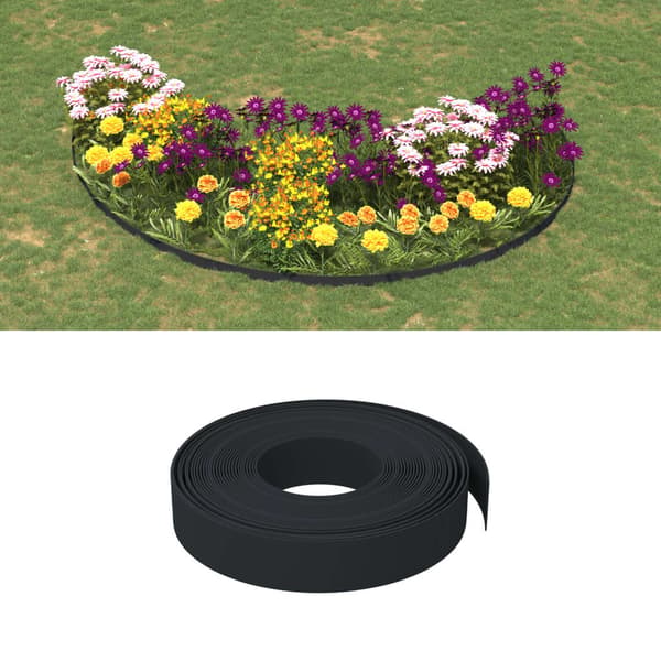 vidaXL havekant, sort, 10 m, 10 cm, polyethylen