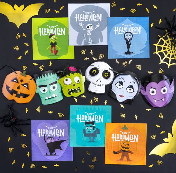 Halloweenmonsterservetter 33x33cm 12 st.