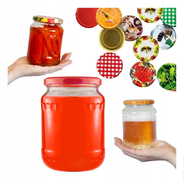 8x glaskrukker 720ml til marmelade, honning, syltetøj, agurker, svampe Fi82