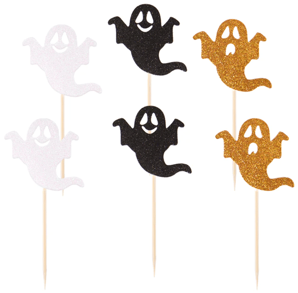 GHOSTS Glitter Muffin Toppers 6 stk.