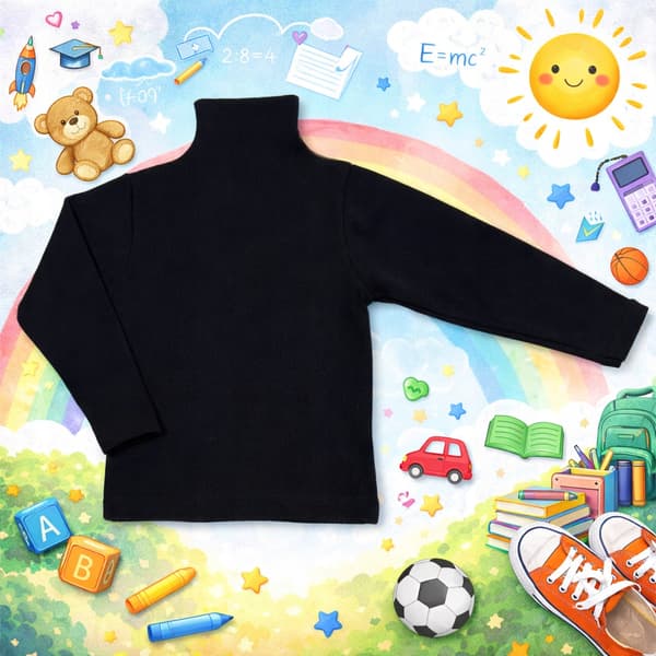 Børne HALV TURTLENECK 116 RIBBET BOMULD ELASTIK DARTOMIK SORT