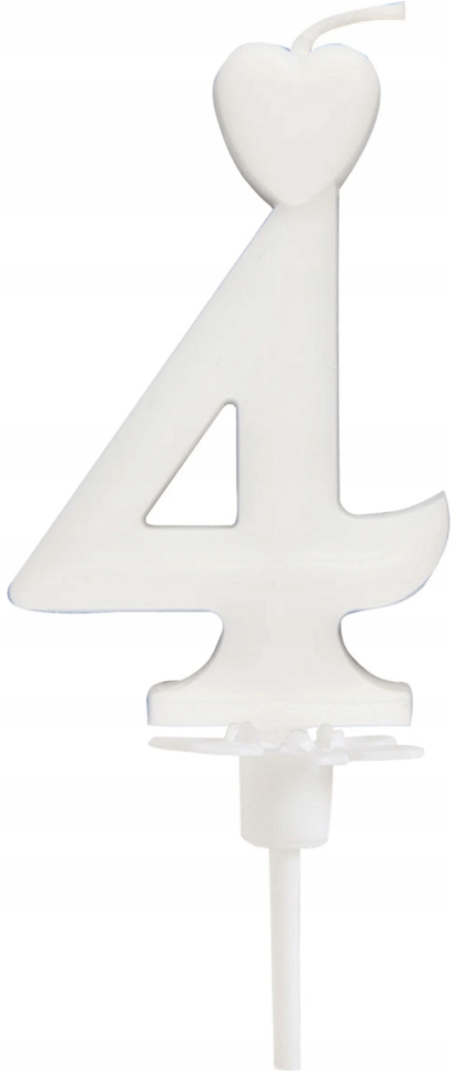 Hjärtljus nummer 4 vit 6,5 cm