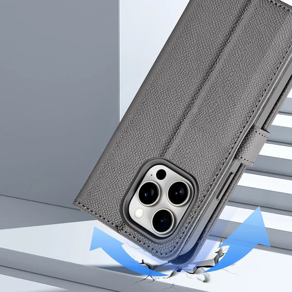 Dux Ducis Lawa Læderetui til iPhone 15 Pro Max - Grå