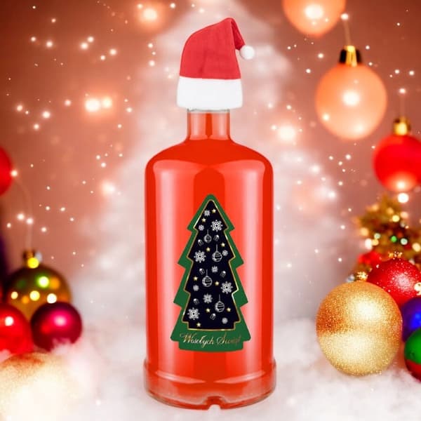 TADEK-flaska 500ml JULGRANSETIKETT HAT Flaskor För Julklapp Vin