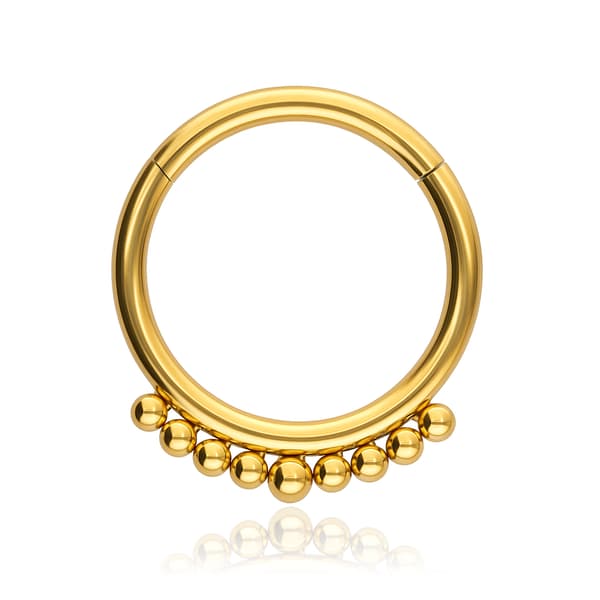 Titanium clickerring med minikugler - guld - TK-031 1.2/10