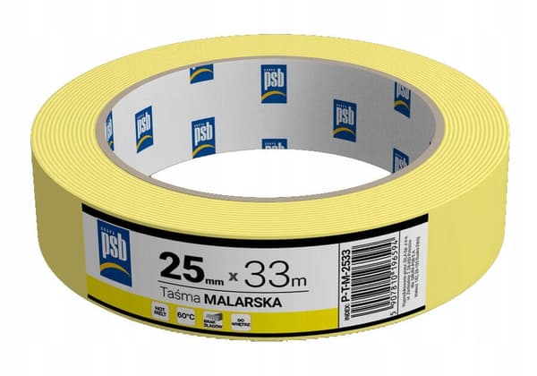 Gul maskeringstejp PSB 25mm x 33m